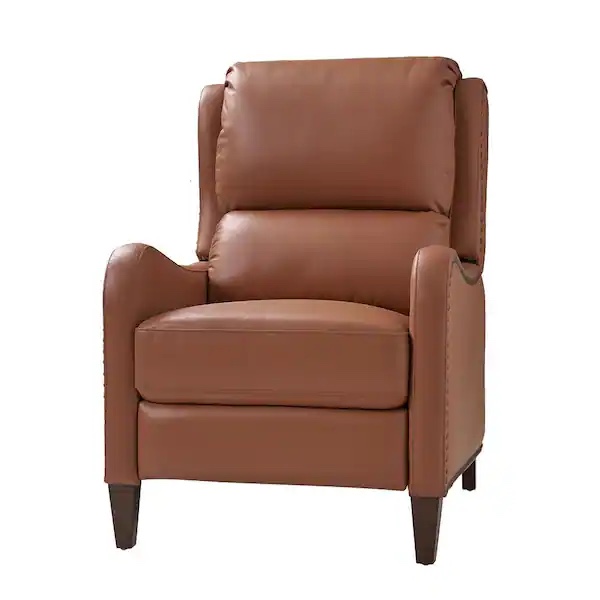 Hyde Modern Retro Genuine Cigar Genuine Leather Recliner with Nailhead Trim-Brick