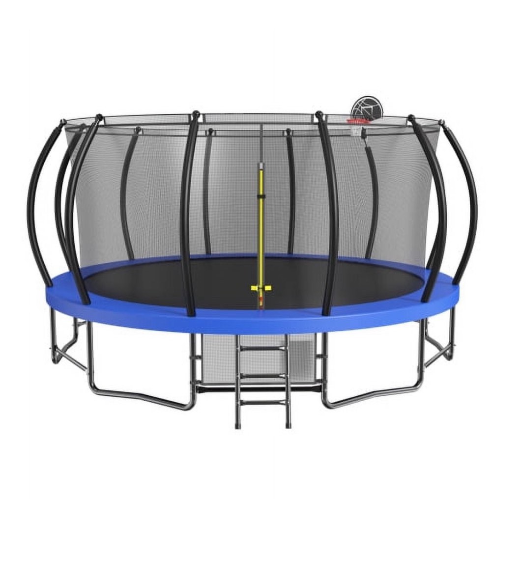 15FT Big Trampoline,Trampoline for Kids and Adults, Trampoline with Enclosure Net, Ladder, Basketball Hoop, Backyard Heavy Duty Trampoline (BOX 1 of 2 ONLY)