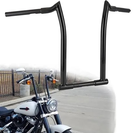 TIGERSGATE 12'' Rise Black Ape Hangers Chizeled bar Wire Easily Handlebar with Shield Plugs Perfect for Harley Dyna Softail Sportster XL 883 1200 & 1994-2022 Road King & 1998-2013 Road Glide