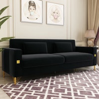 Deondry 85.63" Velvet Square Arm 