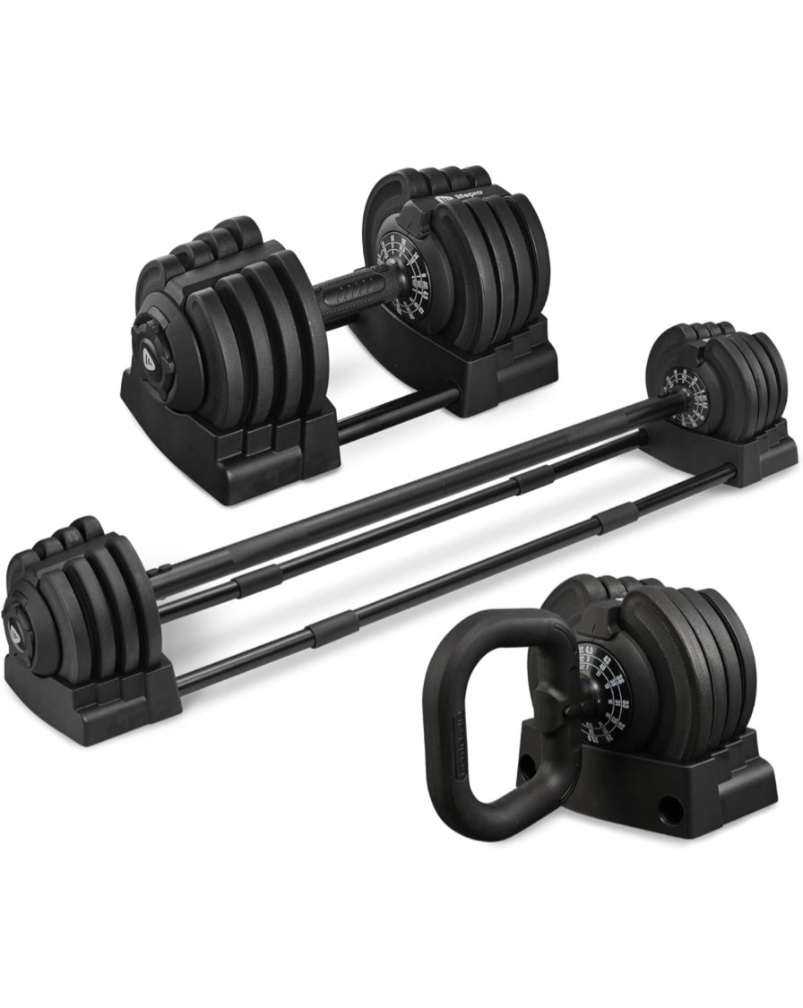 LifePro - Single Adjustable Dumbbell, Easy Weight Changing Dumbbells, Adjustable Free Weights for Men and Women, Compact Design for Home Gym - Anti-Slip Handle, Adjustable Dumbell