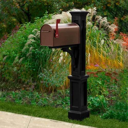 Mayne Newport Plus Mailbox Post 5813-B - 56 inch H Black MP5802BK