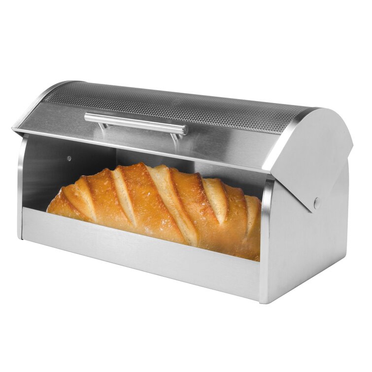 OGGI Neat Stainless Steel Bread Box W/ Tempered Glass Lid