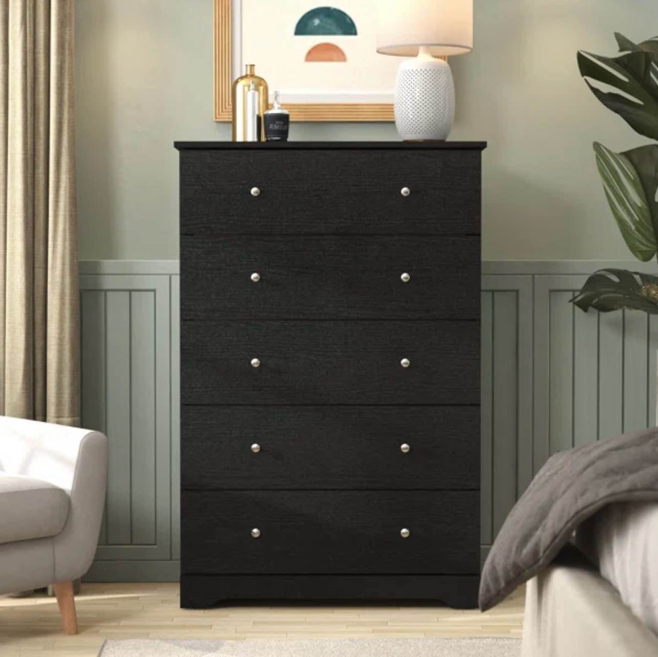 5 Drawer Chest, Black Oak