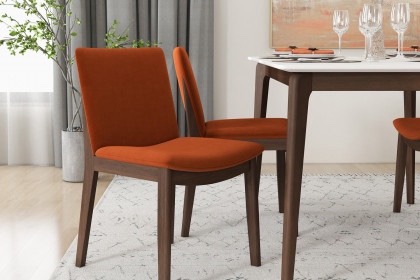 Ashcroft Virginia Dining Chair Set of 2- Burnt Orange Velvet