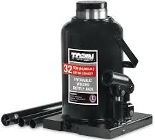 Torin Welded Hydraulic Double Piston Car Bottle Jack with Pressure Gage and Slow Release,32 Ton(64,000 lbs),red, ATH932001BB