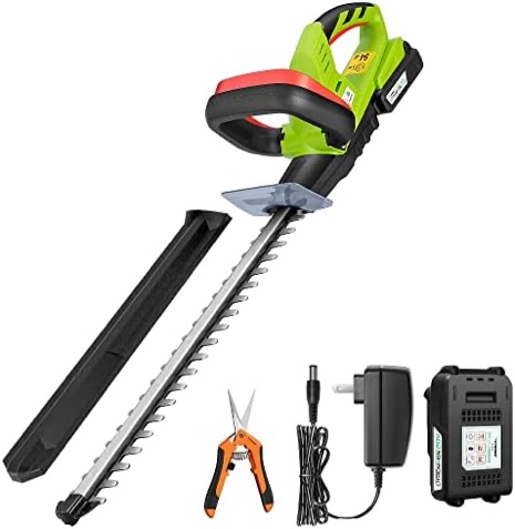 VIVOSUN 20" Cordless Hedge Trimmer, 20V Electric Bush Trimmer, 1400 RPM Shrub Trimmer, Dual-Action Laser Blade, 3/5" Cutting Capacity, Lightweight & Compact Trimmer, Battery and Fast Charger Included