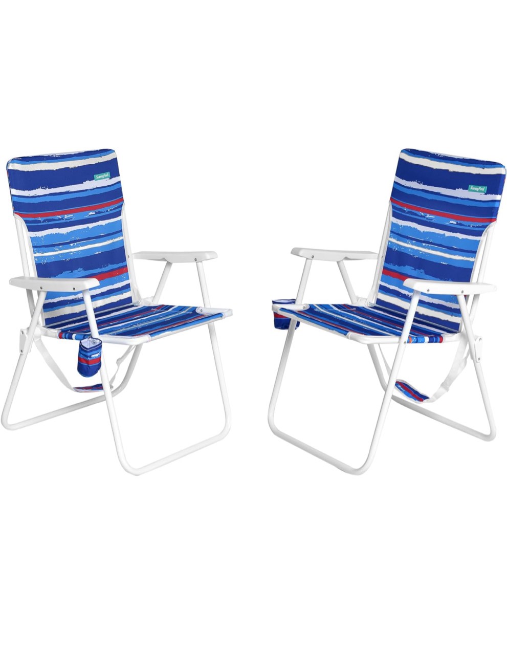 SunnyFeel 15" Tall Folding Beach Chair for Adults 2 Pack, Oversized Portable High Seat Sand Chair Heavy Duty 300 LBS, Foldable Camping Lawn Chairs for Camp/Outdoor/Travel/Picnic/Concert/Sports