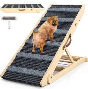 REONEY Dog Ramp, Portable Pet Ramp for Large Small Old Dogs Cats with 7 Adjustable Heights 11" to 26.6", Non-Slip High Traction Ramp for High Bed, Car and Couch, Hold up to 200 LBS