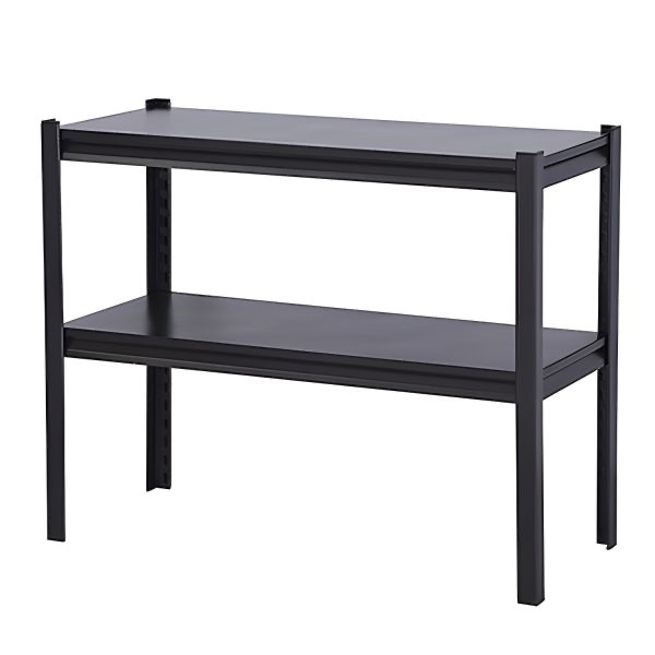 Black Metal Modern Bakers Rack with 2 Adjustable Shelves and Microwave Shelf