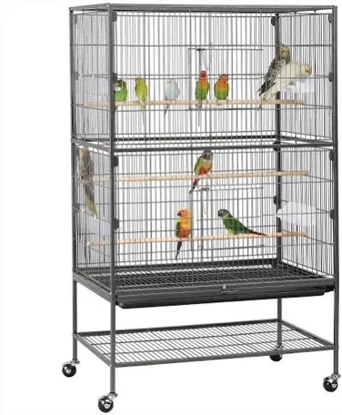 Yaheetech 52-inch Wrought Steel Standing Large Flight King Bird Cage for Cockatiels African Grey Quaker Amazon Sun Parakeets Green Cheek Conures Pigeons Parrot Bird Cage Birdcage with Stand