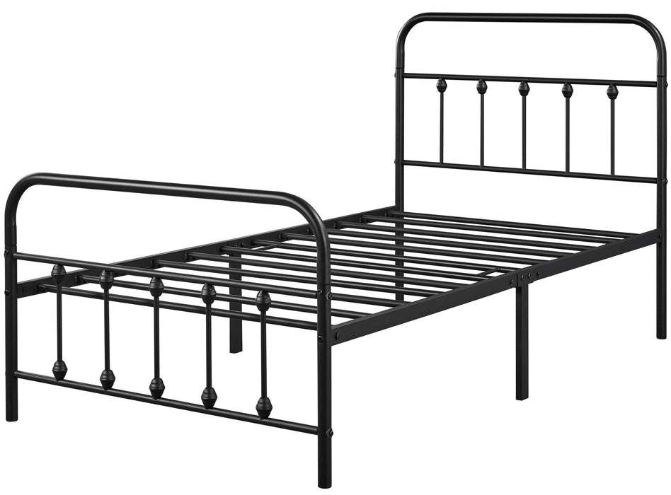 Yaheetech Classic Metal Platform Bed Frame Mattress Foundation with Victorian Style Iron-Art Headboard/Footboard/Under Bed Storage/No Box Spring Needed/Twin Size Black