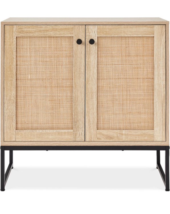 Best Choice Products 2-Door Rattan Storage Cabinet, Accent Furniture, Multifunctional Cupboard for Living Room, Hallway, Kitchen, Sideboard, Buffet Table w/Non-Scratch Foot Pads - Natural