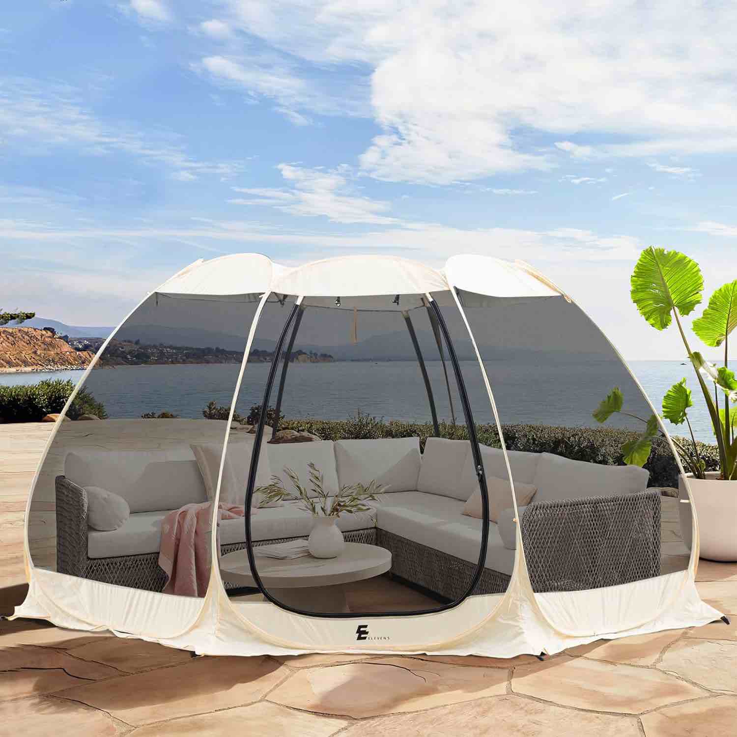 Elevens Outdoor Screen House Camping Tent 4-6 Person Canopy Mosquito Net Tents for Camping, Instant Pop up Gazebo,Tent with Screen Room 10'x10', Not Waterproof