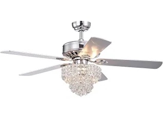 52" Lowyn 5 - Blade Crystal Ceiling Fan with Remote Control- PIECES MISSING
