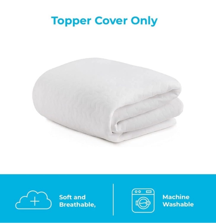 Linenspa 2 Inch Mattress Topper Cover Twin XL – Cover Only – Machine Washable – Breathable – Non Slip – Cover for Mattress Topper with Zipper – Topper Cover Only