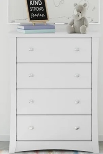 Storkcraft Crescent 4 Drawer Chest (White) GREENGUARD Gold Certified, Dresser For Nursery, 4 Drawer Dresser, Kids Dresser, Nursery Dresser Drawer Organizer, Chest of Drawers- PIECES MISSING/BROKEN