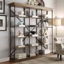 Cornice Triple Shelving Bookcase - Brown Finish- INCOMPLETE, 1 OF 2, HALF OF BOOKSHELF ONLY