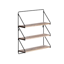 Teys Wall Mounted Shelves Iron Black and natural wood