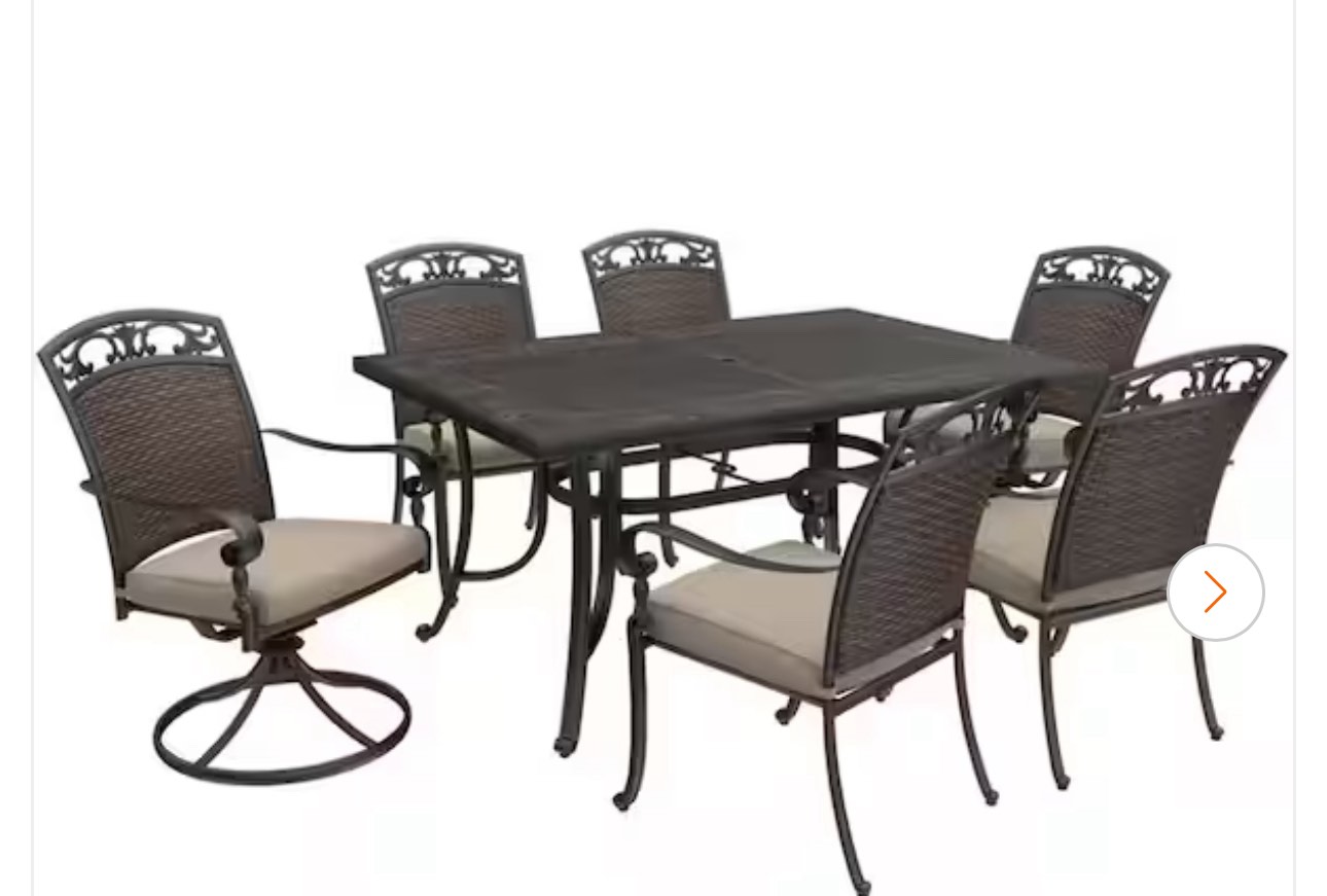 Wilshire Heights 7-Piece Cushioned Cast and Woven Back All Aluminum Outdoor Dining Set 