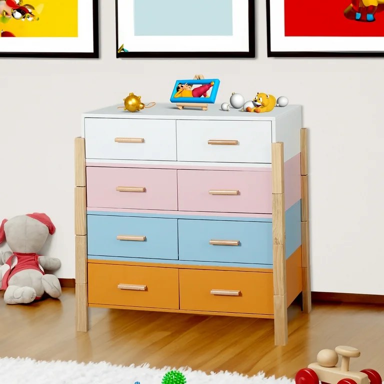 Colorful Free Combination Cabinet Storage Cabinet Dresser Cabinet with Solid Wood Handle White, Blue, Orange and Pink