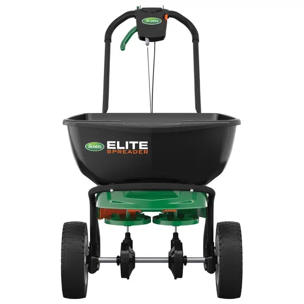 Scotts Elite Spreader for Grass Seed, Fertilizer, Salt, Ice Melt, Durable Push Spreader Holds up to 20,000 sq.ft. Product