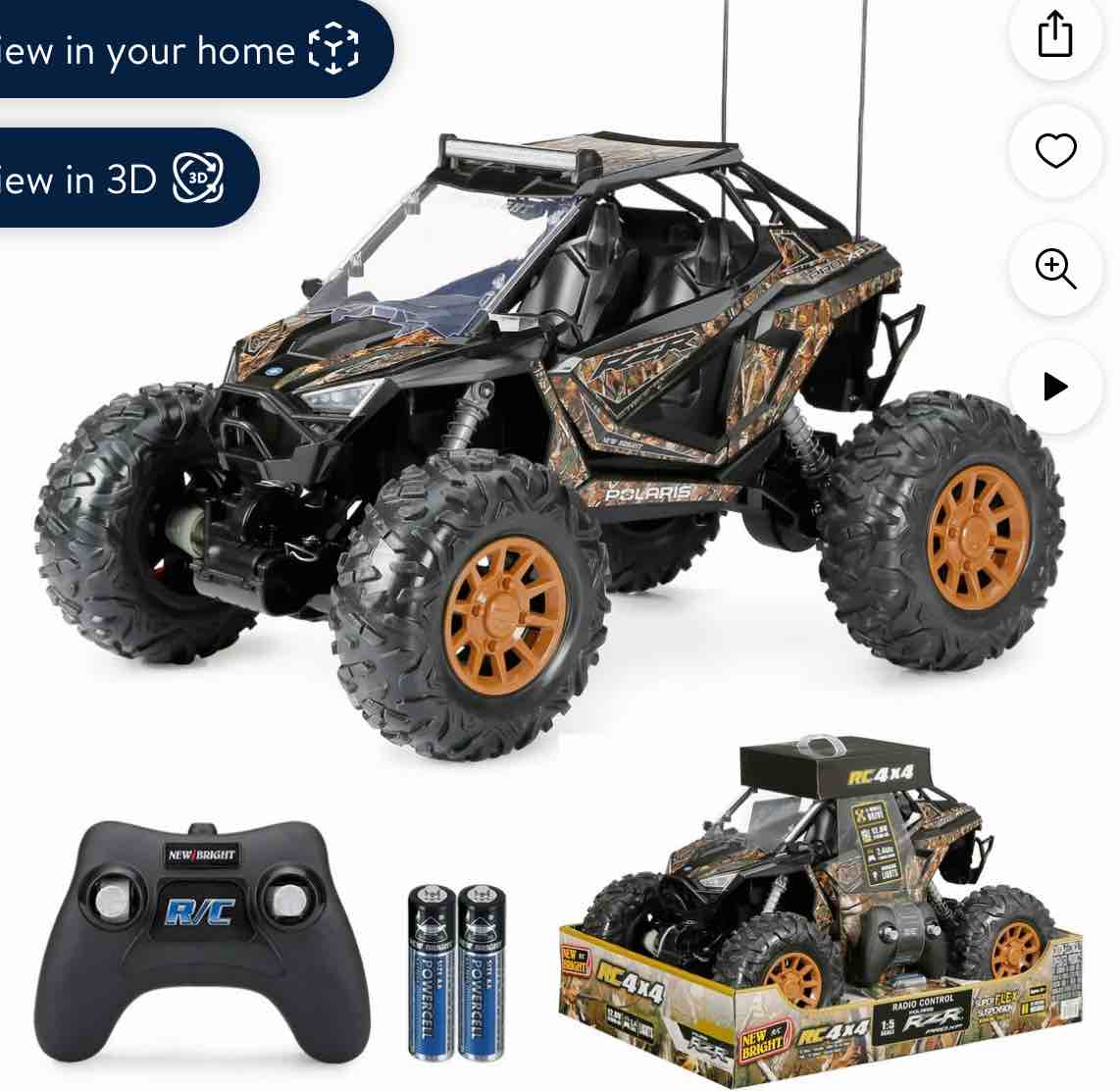 New Bright (1:5) Polaris RZR XP Pro 12.8V Battery Remote Control Camo ATV 2.4GHz, 60875U Child
