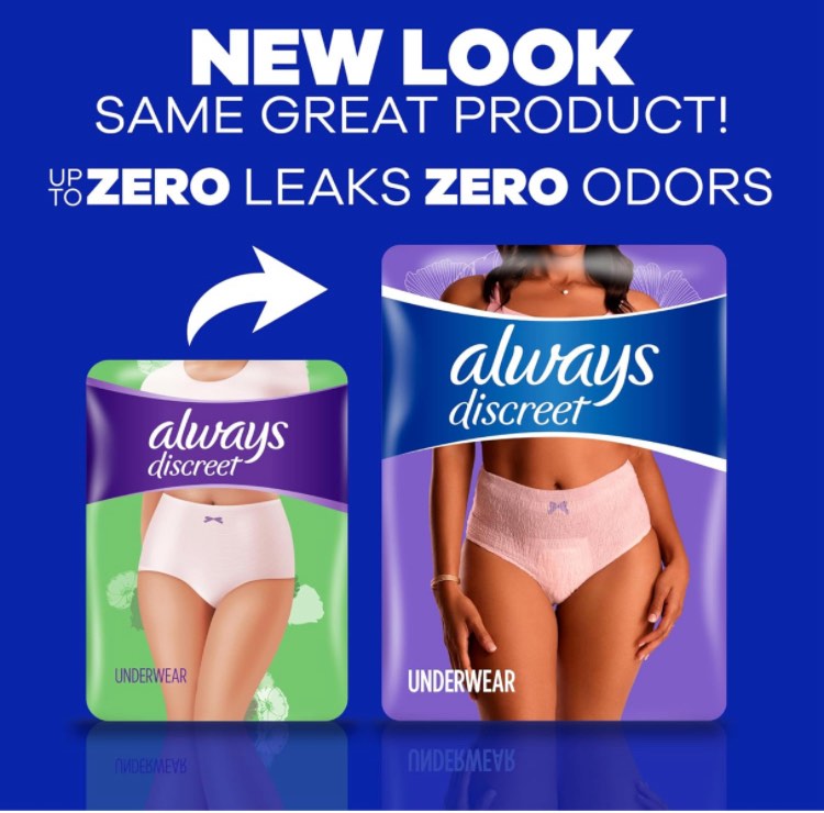Always Discreet Adult Incontinence & Postpartum Underwear for Women, Maximum, Large, 17 Count (Packaging May Vary)