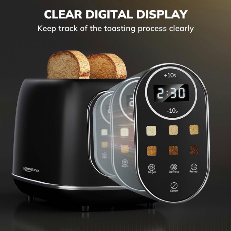 KRUPS KH732D50 2-Slice Toaster, Stainless Steel Toaster, 5 Functions with Cancel, Toasting, Defrost, Reheat and Bagel, Cord Storage, Silver