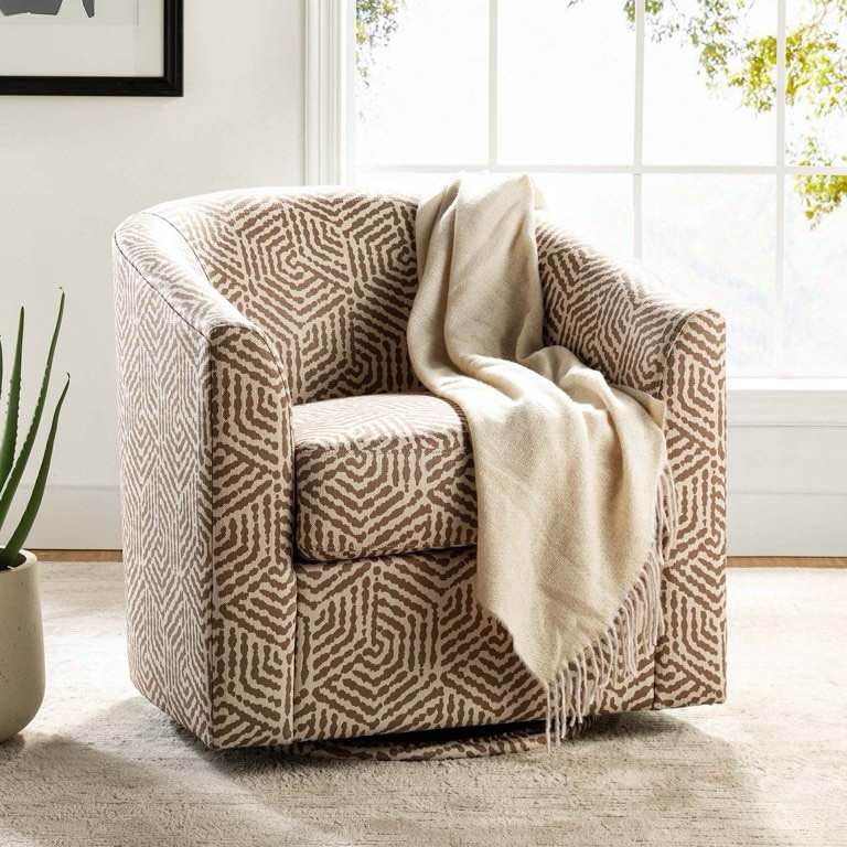 Art of Living Designs Art of Living Designs Cuenca Modern Upholstered Barrel Chair with Swivel Base Tan