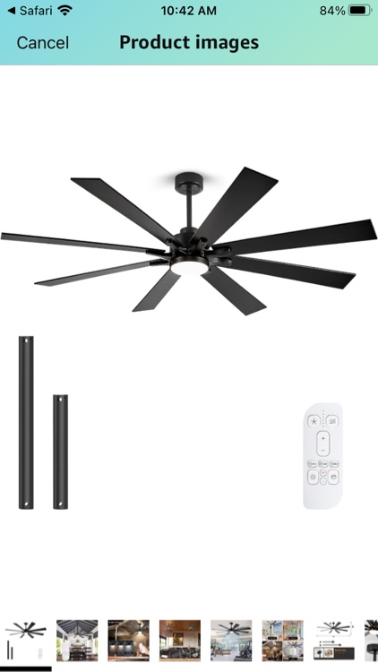 72 Inch Ceiling Fan with Lights, Large Outdoor Ceiling Fans with Light, Black Industrial Ceiling Fan 8 Blades for Great Room, Large Living Room Patio Farmhouse Damp Rated, Quiet Reversible DC Motor