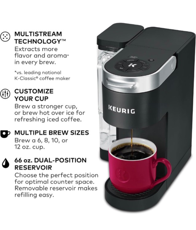 Keurig® K-Supreme Single Serve K-Cup Pod Coffee Maker, MultiStream Technology, Black