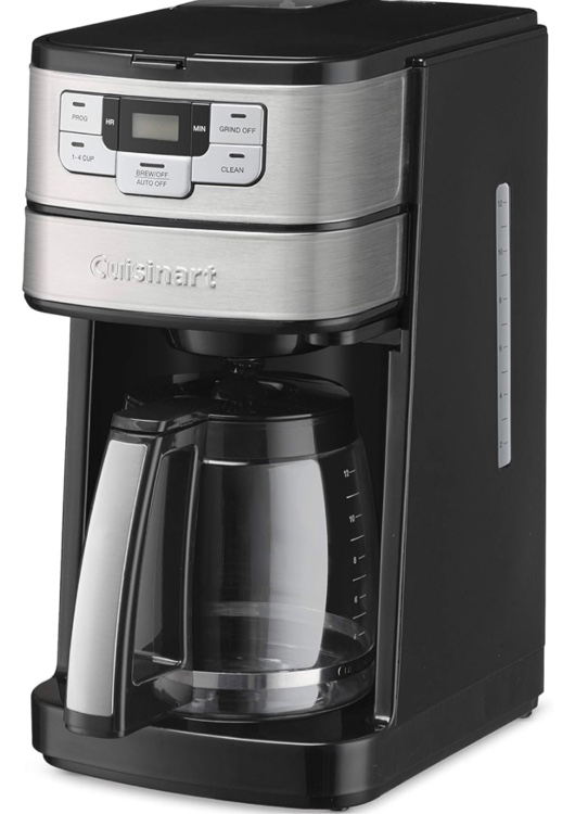Cuisinart DGB-400 Automatic Grind and Brew 12-Cup Coffeemaker with 1-4 Cup Setting and Auto-Shutoff, Black/Stainless Steel