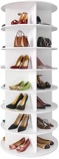 SpaceAid 7 Tier Rotating Shoe Rack Tower, Spinning Shoe Display Lazy Susan, Revolving 360 Shoe Rack Storage Round Carousel, Vertical Handbag Rotate Shoes Closet Organization (7-Tier White)