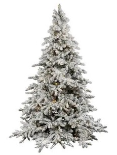 Vickerman 12' Flocked Utica Fir Artificial Christmas Tree, Pure White LED Lights - Snow Covered Faux Tree - Seasonal Indoor Home Decor - Tree Stand Included- INCOMPLETE, PIECES MISSING