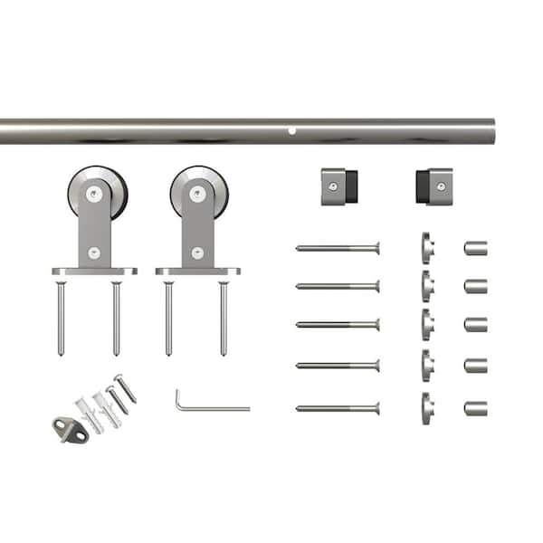 79 in. Stainless Steel Top Mount Modern Sliding Barn Door Hardware Kit