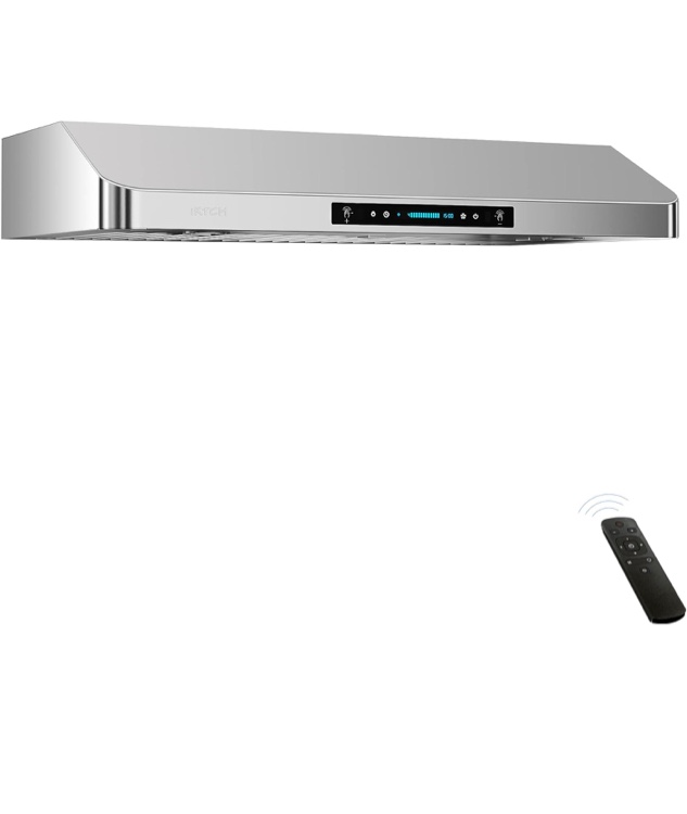 IKTCH 36 Inch Under Cabinet Range Hood with 900-CFM, 4 Speed Gesture Sensing&Touch Control Panel, Stainless Steel Kitchen Vent with 3 Pcs Baffle Filters(IKC01-36)