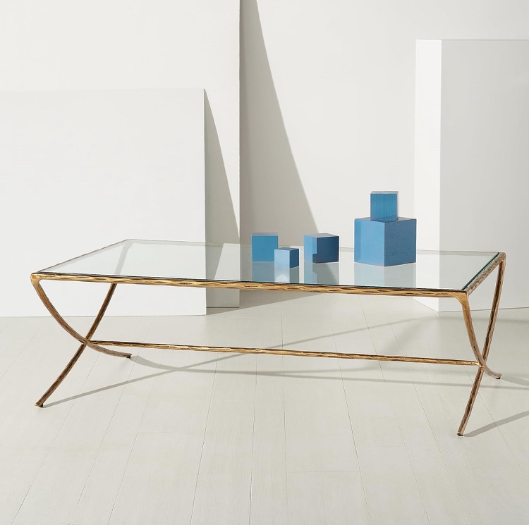 SAFAVIEH Couture Collection Debbie Brass Metal Rectangle Coffee Table- LEGS ONLY IN BRAND NEW CONDITION, GLASS TOP NEEDED