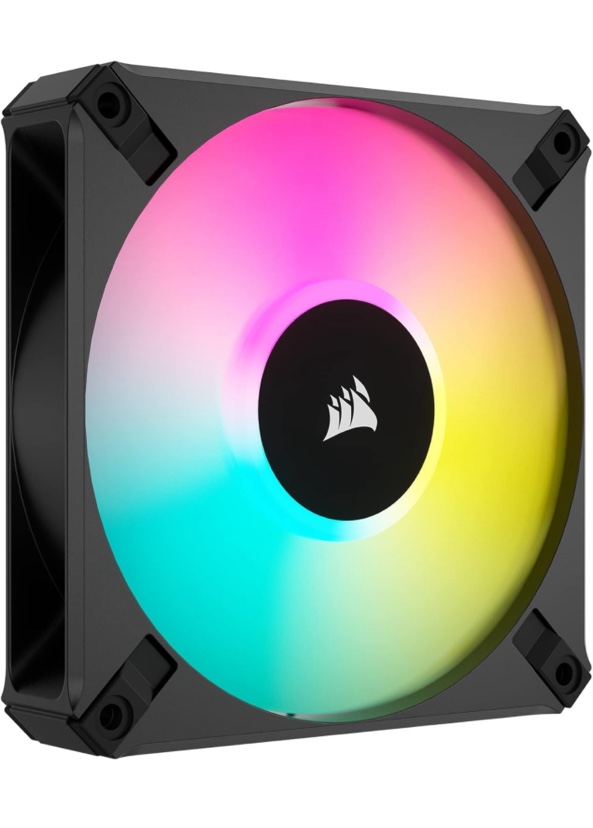 Corsair AF120 RGB SLIM, 120mm PWM Fluid Dynamic Bearing Fan - Thin Profile for Small-Form Cases - Low-Noise - Up to 2000 RPM - 8 Addressable RGB LEDs - Single Pack - Black