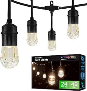 EcoScapes Outdoor LED Café Lights (24 Bulbs  48 Feet)