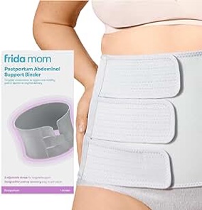 Frida Mom Postpartum Abdominal Support Binder | Natural Delivery & C-Section Recovery | 9" High Adjustable Compression Wrap