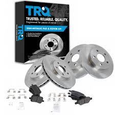 TRQ Brake Rotor & Premium Posi Semi Metallic Pads Front Rear Set for Chevy