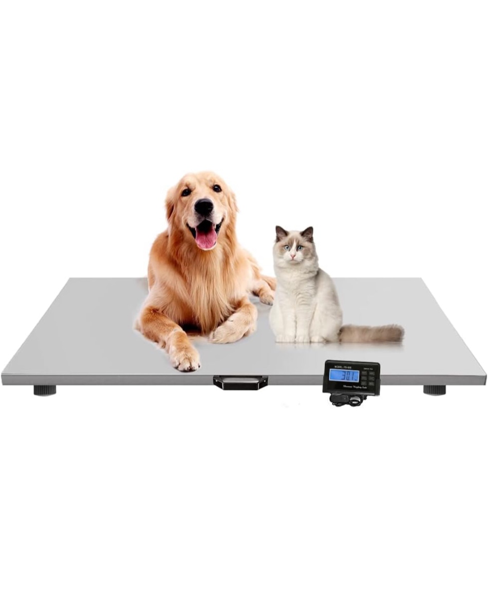 1100Lbs x 0.2Lbs Digital Livestock Scale Large Pet Vet Scale Stainless Steel Platform Electronic Postal Shipping Scale for Heavy Duty Large Dog Hog Sheep Goat Pig Sheep Scale
