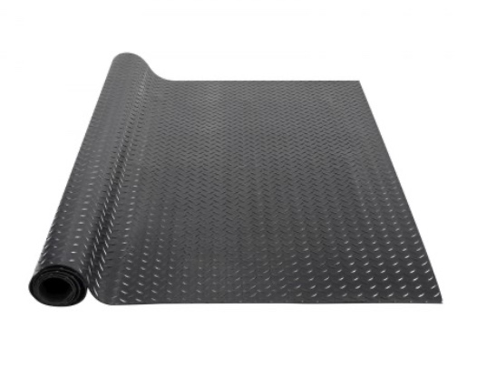 VEVOR Diamond-Plate Rubber Flooring Roll, 3 mm x 4 ft x 15 ft Garage Floor Mat, SBR Rubber Garage Flooring Roll, Easy to Clean, Diamond Plate Rubber Mat for Under Cars, Garage Industry Gym, Black