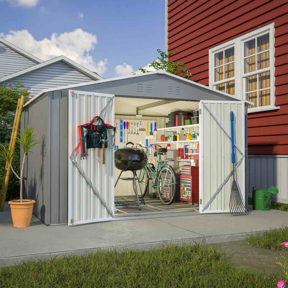 10×8 FT Outdoor Tool Storage Shed: All-Weather, Lockable, Multi-Purpose (Box 2 Only)