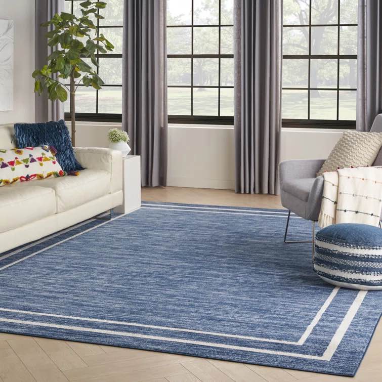 Lucretia Abstract Machine Woven Chenille Area Rug in Blue 8ft x 10ft