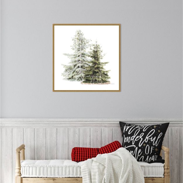Wooded Holiday Trees 36in x 36in Framed Canvas