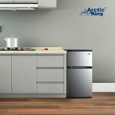 Arctic King 3.2 Cu ft Two Door Mini Fridge with Freezer Stainless Steel E-Star ARM32D5ASL
