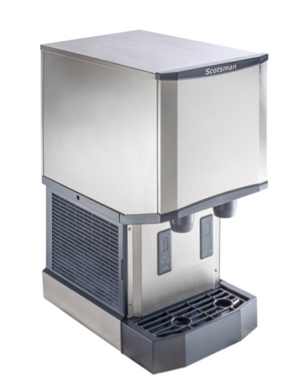 Scotsman HID312A-1 Meridian Countertop Air Cooled Ice Machine and Water Dispenser - 12 lb. Bin Storage. Meridian countertop air cooled freestanding ice maker and water dispenser can produce up to 260 lb. of nugget ice per day! Unit is in great condition with a small ding in the front top panel.