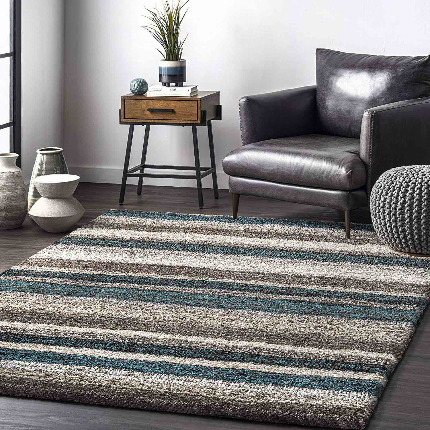 NuLOOM Classie Hand Tufted Shag Area Rug, 4ft x 6ft, Blue Multi